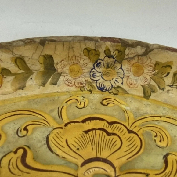 Vintage Japanese Papermache Lacquer Handpainted Floral Serving Tray - Picture 4 of 8